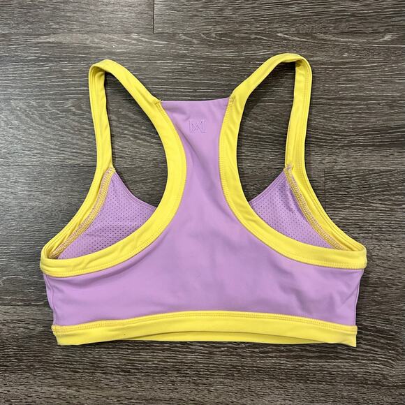 MESHKI Becca Two Tone Lilac & Yellow Workout Set Sports Bra & Biker Shorts EUC - Picture 6 of 16